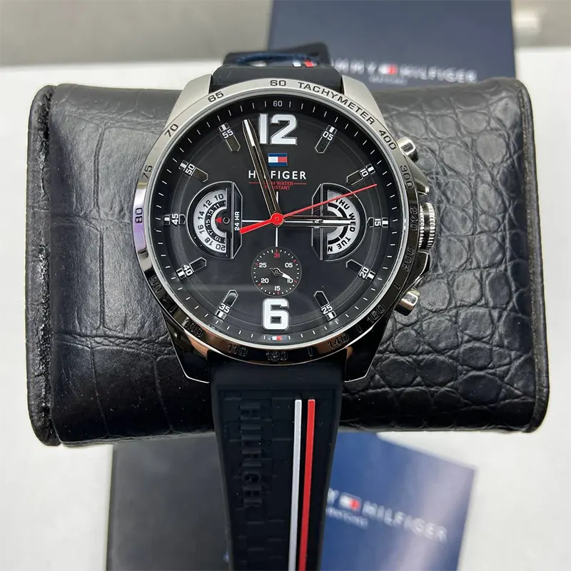 Tommy Hilfiger Decker Black Dial Silicone Men's Watch Watch- 1791473